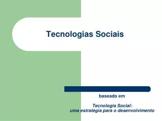 Tecnologias Sociais