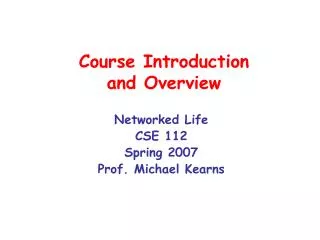 Course Introduction and Overview