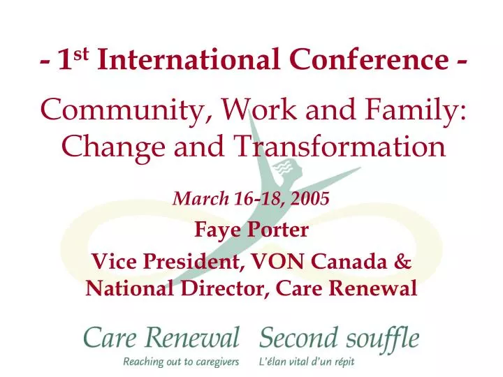 1 st international conference community work and family change and transformation
