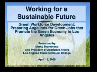 Working for a Sustainable Future