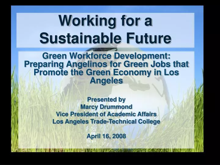 working for a sustainable future