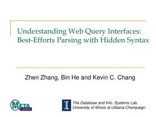 Understanding Web Query Interfaces: Best-Efforts Parsing with Hidden Syntax