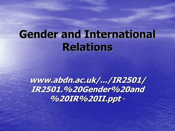 gender and international relations