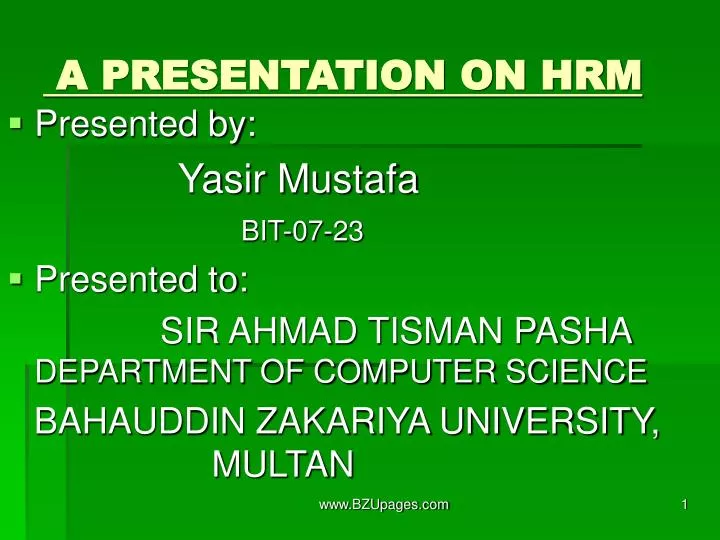 a presentation on hrm
