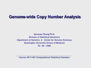 Genome-wide Copy Number Analysis