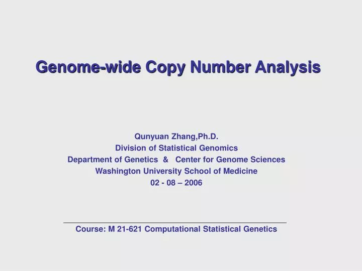 genome wide copy number analysis