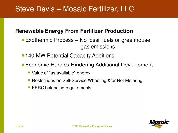 steve davis mosaic fertilizer llc