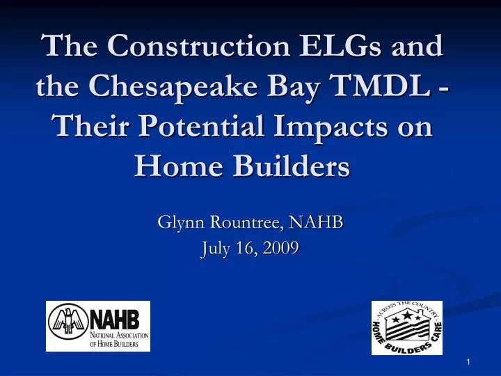 the construction elgs and the chesapeake bay tmdl their potential impacts on home builders