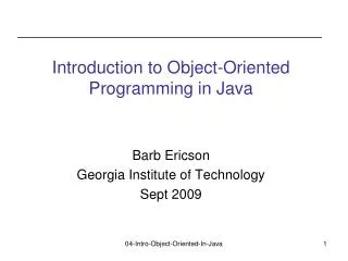 Introduction to Object-Oriented Programming in Java