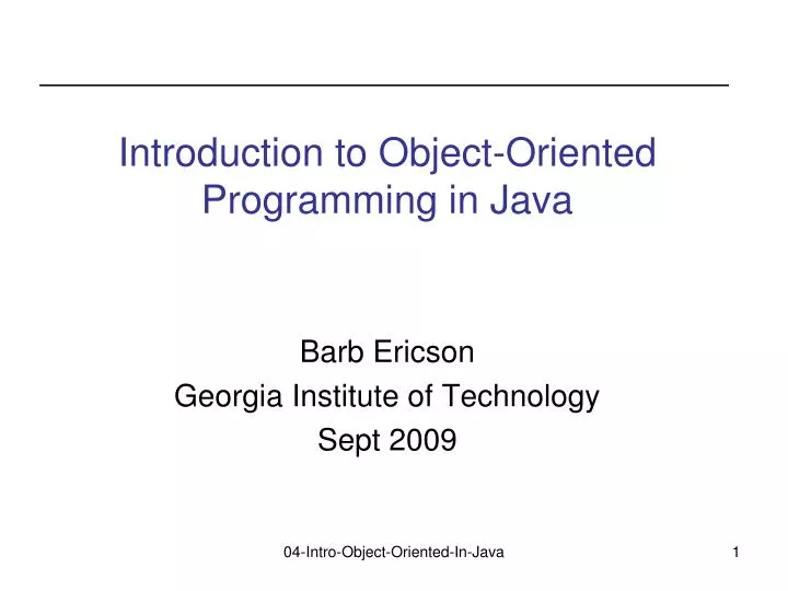 introduction to object oriented programming in java