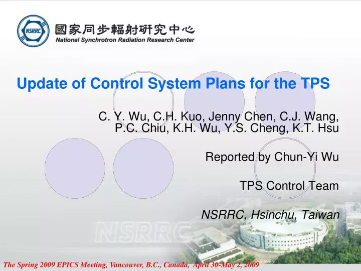 update of control system plans for the tps