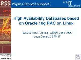 High Availability Databases based on Oracle 10g RAC on Linux