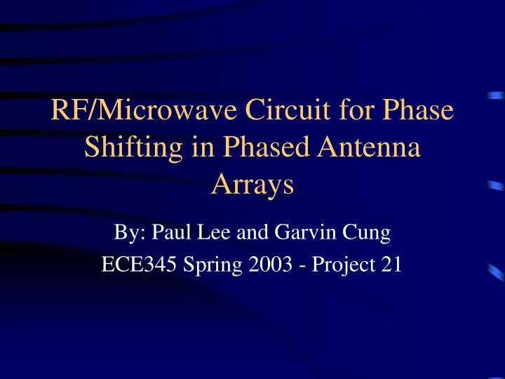 rf microwave circuit for phase shifting in phased antenna arrays