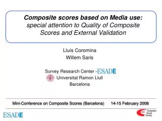 Composite scores based on Media use: special attention to Quality of Composite Scores and External Validation