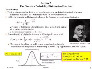 Lecture 3 The Gaussian Probability Distribution Function