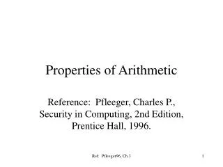 Properties of Arithmetic