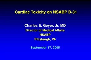 Cardiac Toxicity on NSABP B-31