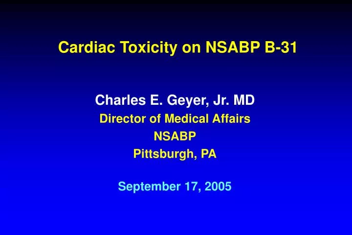 cardiac toxicity on nsabp b 31