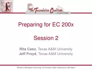 Preparing for EC 200x Session 2