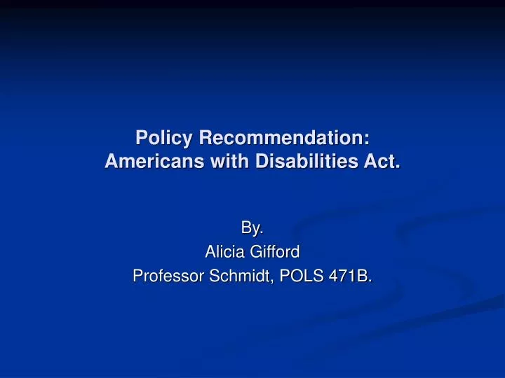policy recommendation americans with disabilities act
