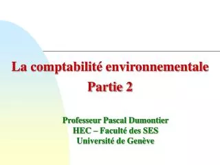 La comptabilité environnementale Partie 2