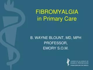 FIBROMYALGIA in Primary Care