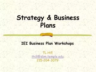 Strategy &amp; Business Plans