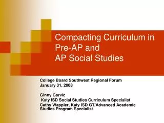 Compacting Curriculum in Pre-AP and AP Social Studies