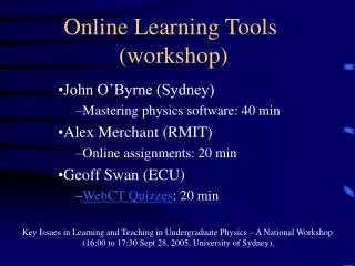 Online Learning Tools (workshop)