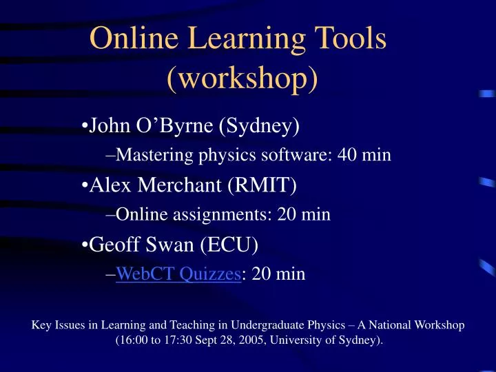 online learning tools workshop