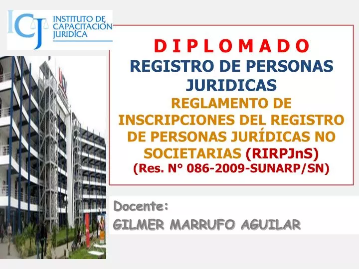 Ppt D I P L O M A D O Registro De Personas Juridicas Reglamento De