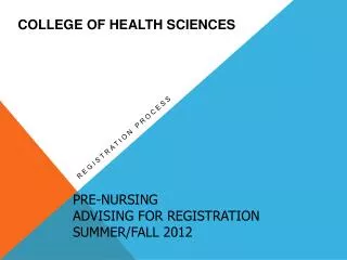 Pre-Nursing Advising for Registration Summer/Fall 2012