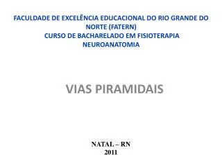 FACULDADE DE EXCELÊNCIA EDUCACIONAL DO RIO GRANDE DO NORTE (FATERN) CURSO DE BACHARELADO EM FISIOTERAPIA NEUROANATOMIA