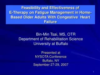 Feasibility and Effectiveness of E-Therapy on Fatigue Management in Home-Based Older Adults With Congestive Heart Fail