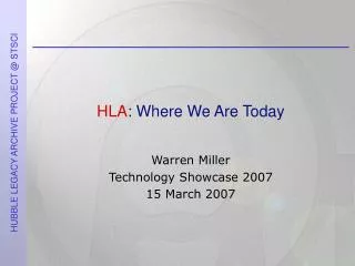 HLA : Where We Are Today