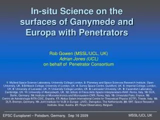 In-situ Science on the surfaces of Ganymede and Europa with Penetrators