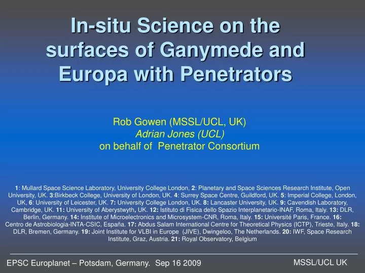 in situ science on the surfaces of ganymede and europa with penetrators