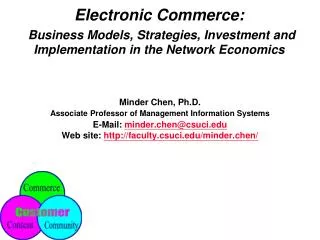 Electronic Commerce: Business Models, Strategies, Investment and Implementation in the Network Economics