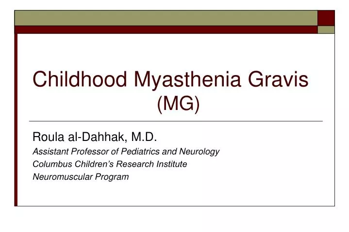 childhood myasthenia gravis mg