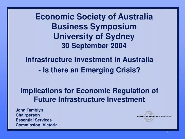 economic society of australia business symposium university of sydney 30 september 2004