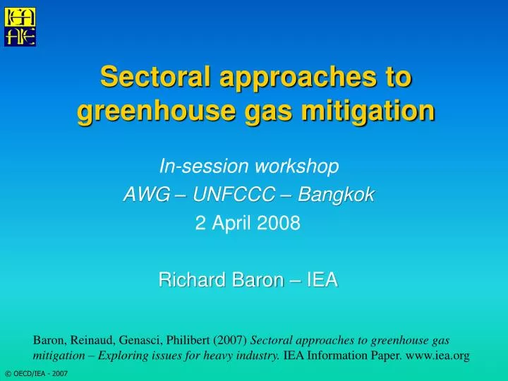 sectoral approaches to greenhouse gas mitigation