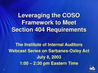 Leveraging the COSO Framework to Meet Section 404 Requirements