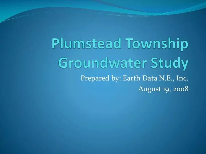 plumstead township groundwater study