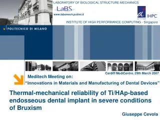 Meditech Meeting on: “Innovations in Materials and Manufacturing of Dental Devices”