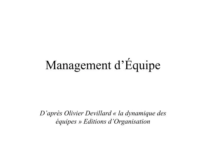 management d quipe