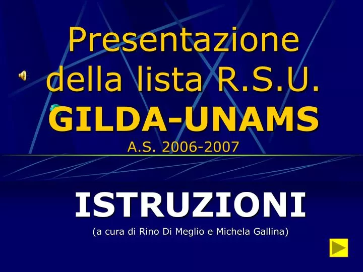 presentazione della lista r s u gilda unams a s 2006 2007