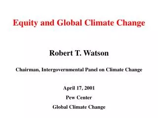 Equity and Global Climate Change