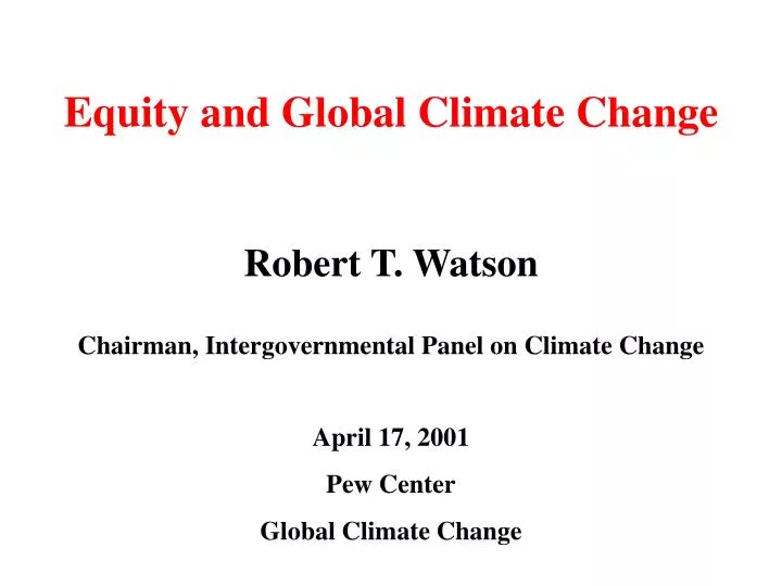 equity and global climate change