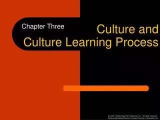 Culture and Culture Learning Process