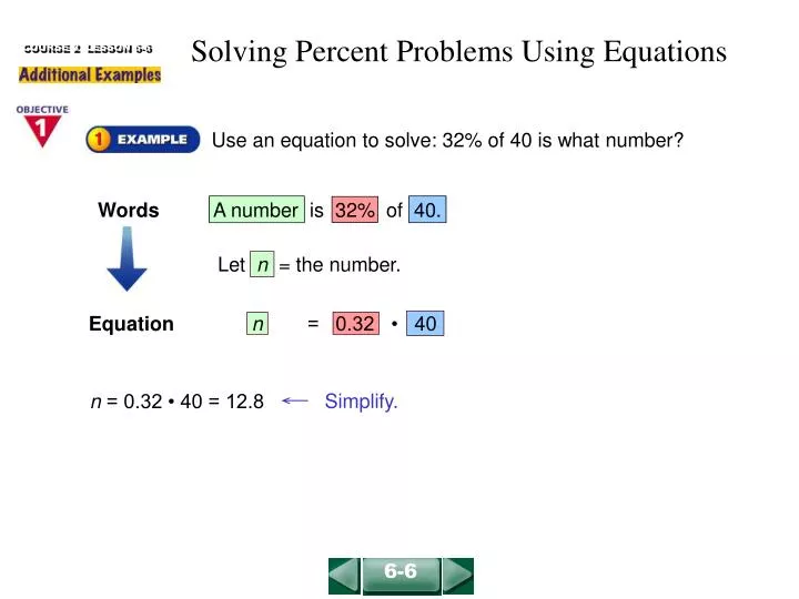 solving percent problems using equations